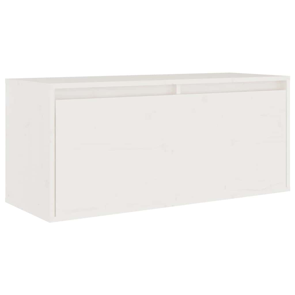 Έπιπλα Τηλεόρασης 4 τεμ. Λευκά από Μασίφ Ξύλο Πεύκου 5