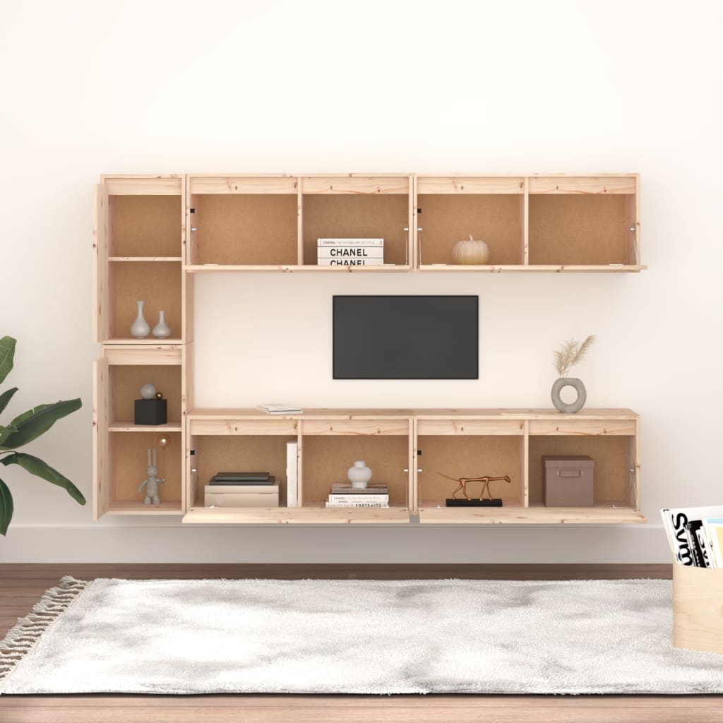 Έπιπλα Τηλεόρασης 6 τεμ. από Μασίφ Ξύλο Πεύκου 3