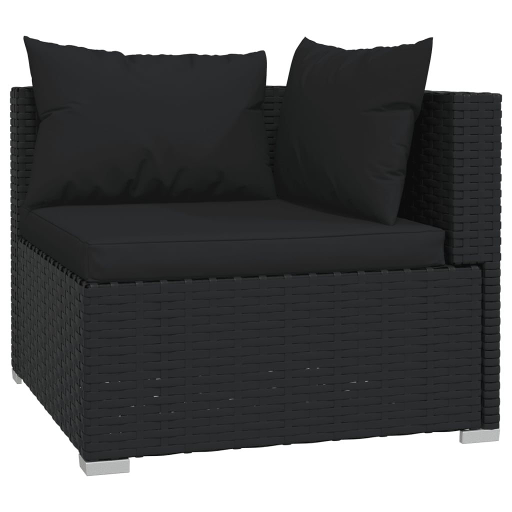 Σαλόνι Κήπου 4 Τεμαχίων Μαύρο από Συνθετικό Ρατάν με Μαξιλάρια 3