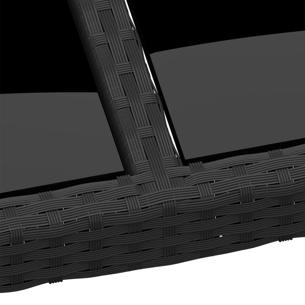 Τραπέζι Κήπου Μαύρο 200x150x75 εκ. Ψημένο Γυαλί/Συνθετικό Ρατάν 4