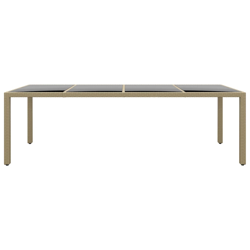 Τραπέζι Κήπου με Γυάλινη Επιφάνεια Μπεζ από Συνθετικό Ρατάν 2