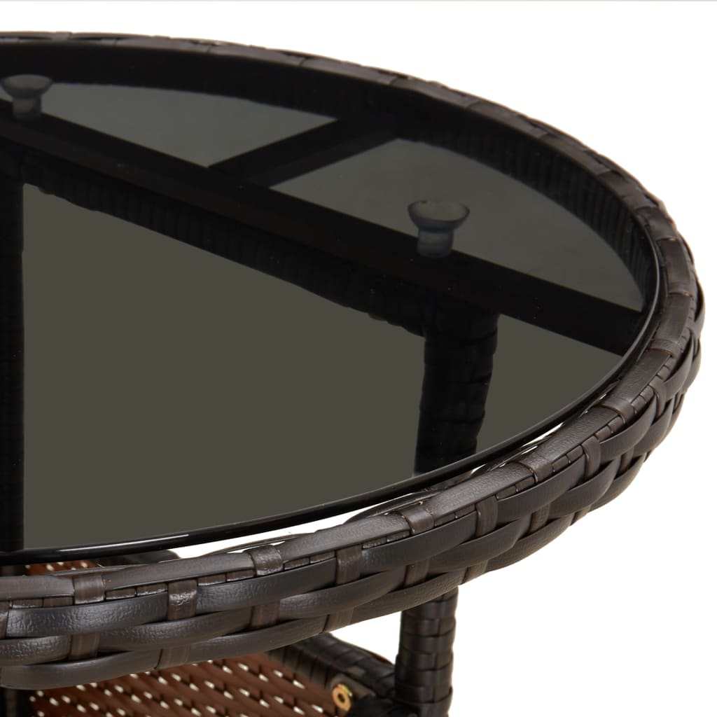 Τραπέζι Κήπου Καφέ Ø60 x 75 εκ. Ψημένο Γυαλί/Συνθετικό Ρατάν 5