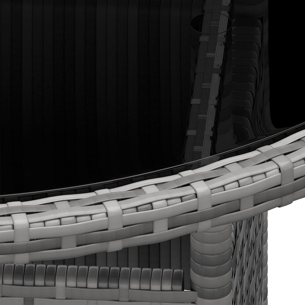 Τραπέζι Κήπου Γκρι Ø80 x 75 εκ. Ψημένο Γυαλί/Συνθετικό Ρατάν 3