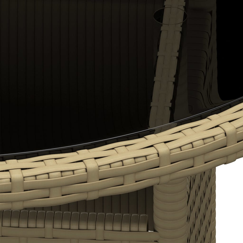 Τραπέζι Κήπου Μπεζ Ø80 x 75 εκ. Ψημένο Γυαλί/Συνθετικό Ρατάν 3