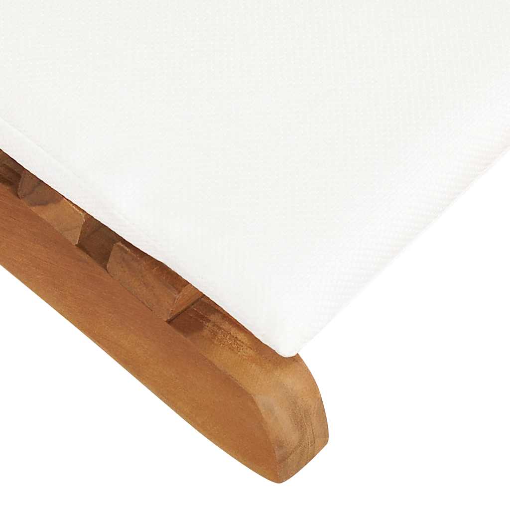 Ξαπλώστρα Πτυσσόμενη από Μασίφ Ξύλο Teak με Λευκό Κρεμ Μαξιλάρι 6