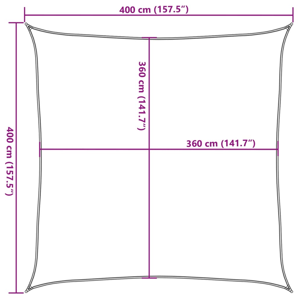 Πανί Σκίασης Ανθρακί 4 x 4 μ. από HDPE 160 γρ./μ² 10