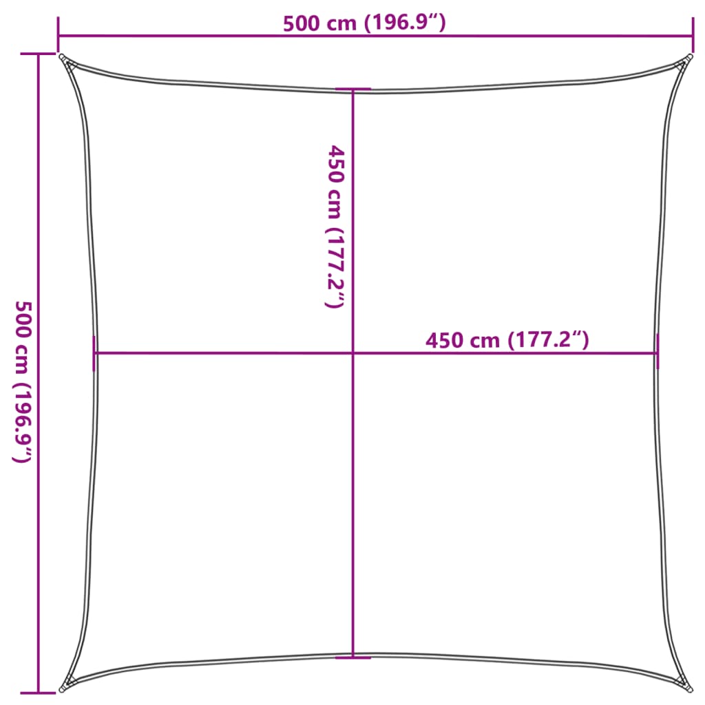 Πανί Σκίασης Ανθρακί 5 x 5 μ. από HDPE 160 γρ./μ² 10