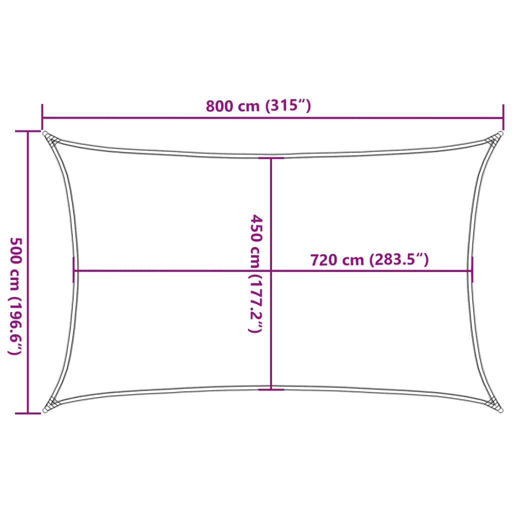 Πανί Σκίασης Ανθρακί 5 x 8 μ. από HDPE 160 γρ./μ² 10