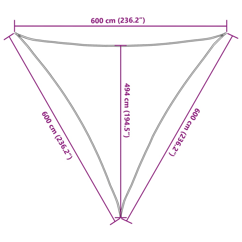 Πανί Σκίασης Ανθρακί 6 x 6 x 6 μ. από HDPE 160 γρ./μ² 10