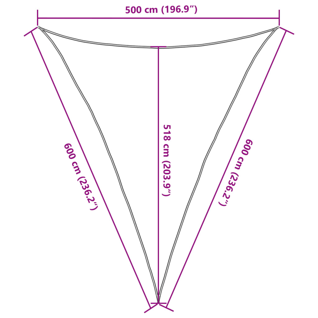 Πανί Σκίασης Λευκό 5 x 6 x 6 μ. από HDPE 160 γρ./μ² 10
