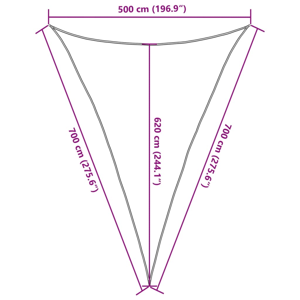 Πανί Σκίασης Λευκό 5 x 7 x 7 μ. από HDPE 160 γρ./μ² 10