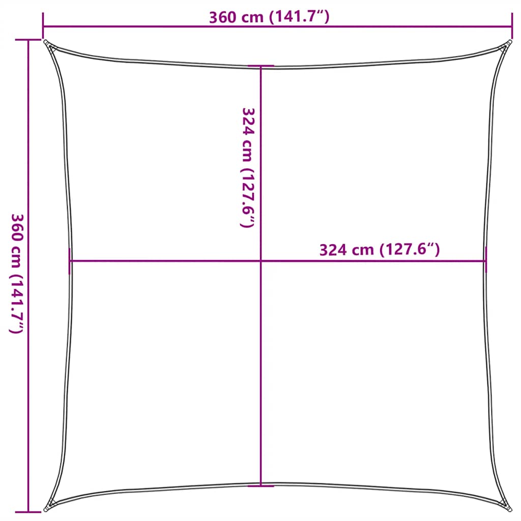 Πανί Σκίασης Taupe 3,6 x 3,6 μ. από HDPE 160 γρ./μ² 10