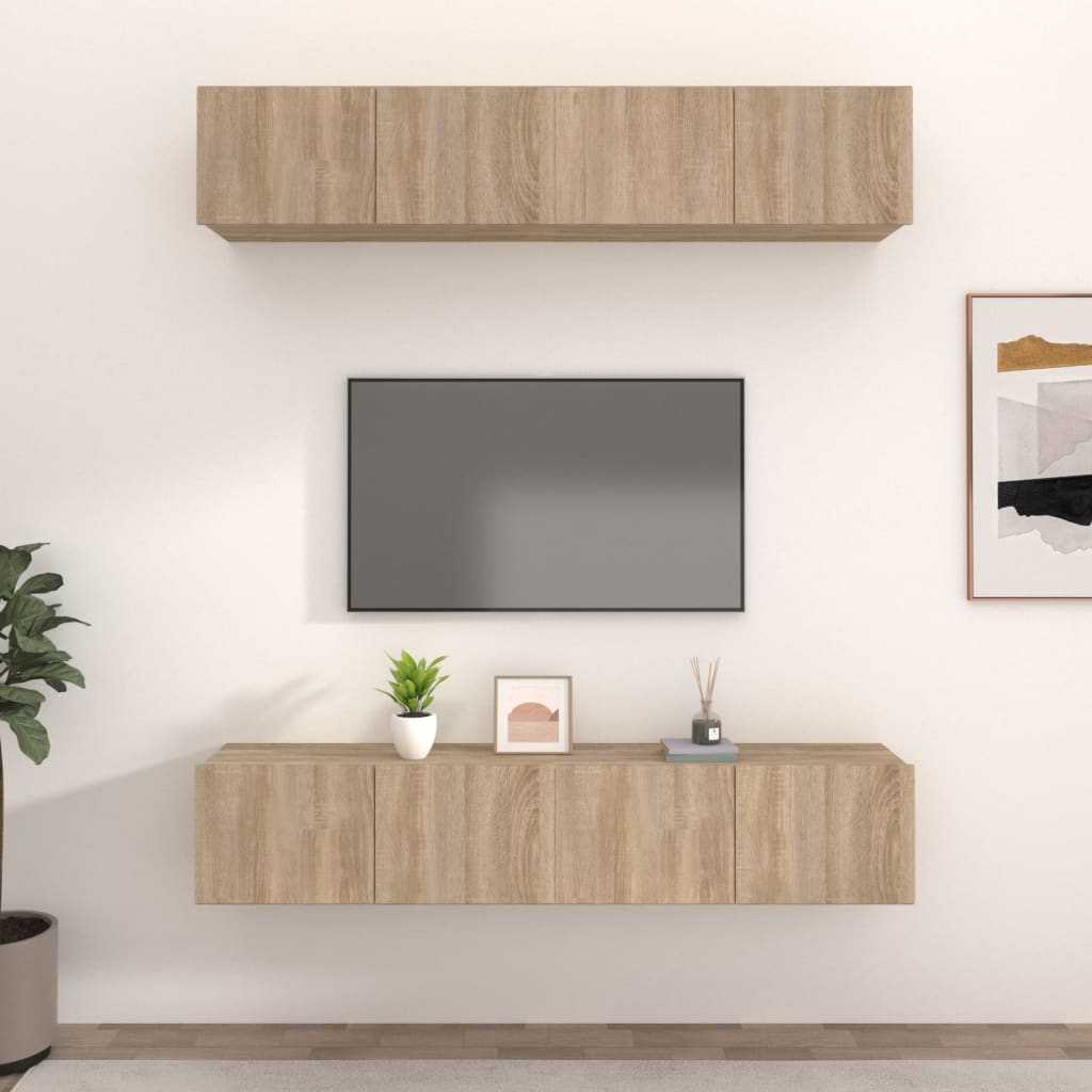 Έπιπλα Τηλεόρασης 4 τεμ. Sonoma Δρυς 80x30x30 εκ. Επεξ. Ξύλο 1
