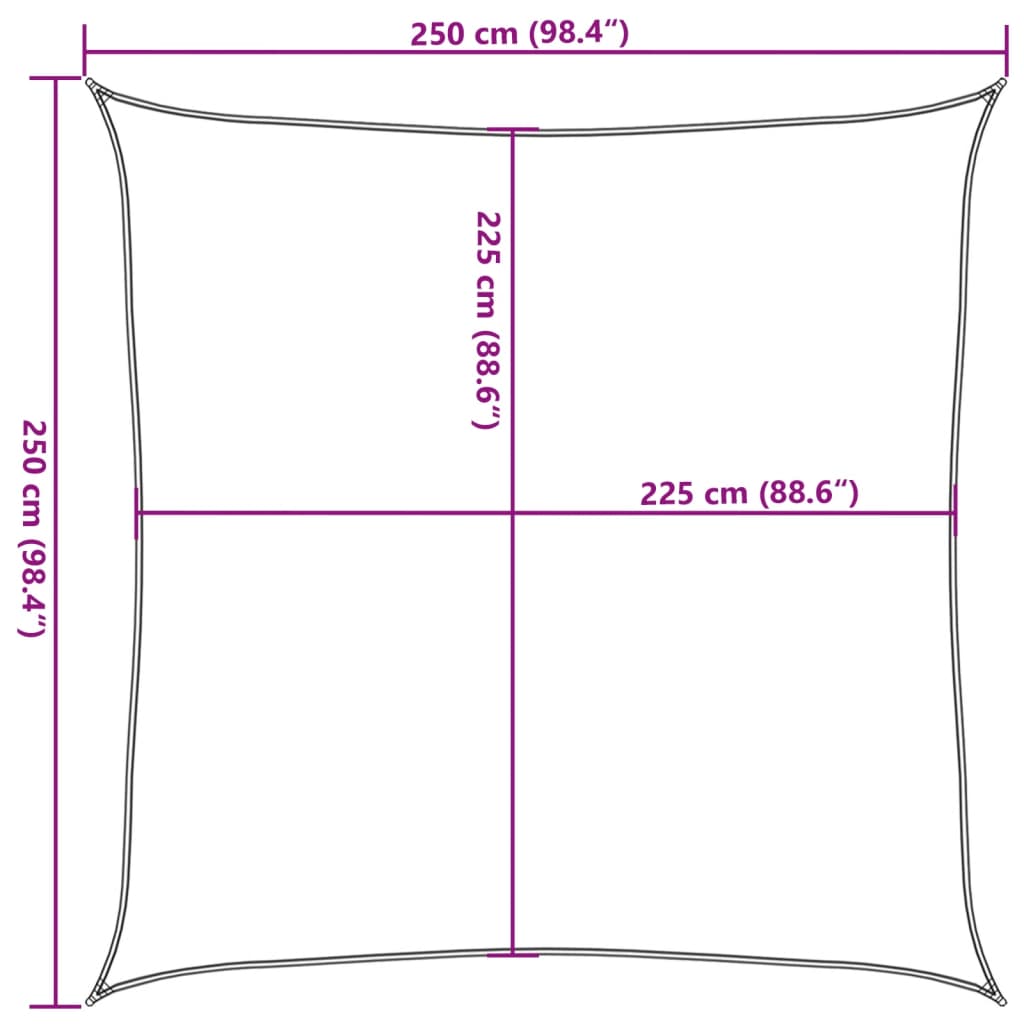 Πανί Σκίασης Κίτρινο 2,5 x 2,5 μ. από HDPE 160 γρ./μ² 10