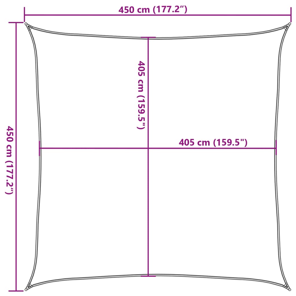 Πανί Σκίασης Τετράγωνο Κίτρινο 4,5x4,5 μ. από HDPE 160 γρ./μ² 10