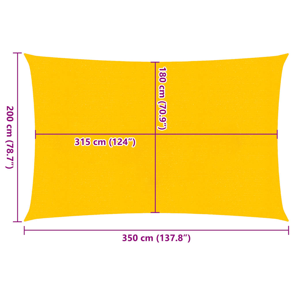 Πανί Σκίασης Ορθογώνιο Κίτρινο 2x3,5 μ. HDPE 160 γρ./μ² 10