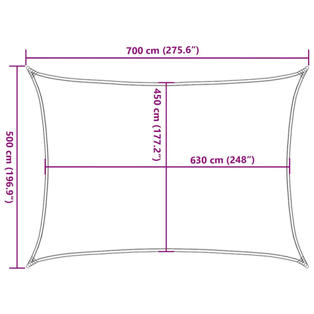 Πανί Σκίασης Ορθογώνιο Κίτρινο 5x7 μ. HDPE 160 γρ./μ² 10
