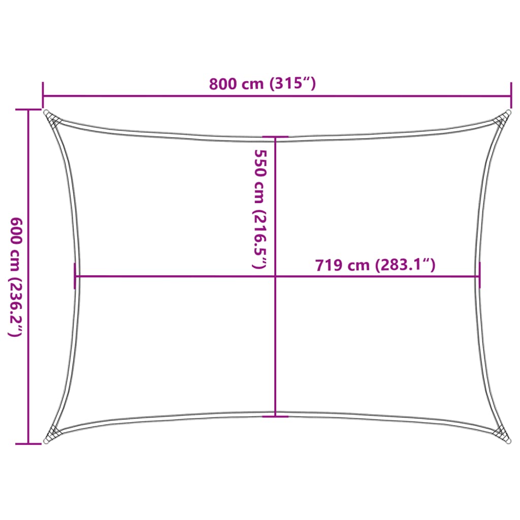 Πανί Σκίασης Ορθογώνιο Κίτρινο 6x8 μ. HDPE 160 γρ./μ² 10