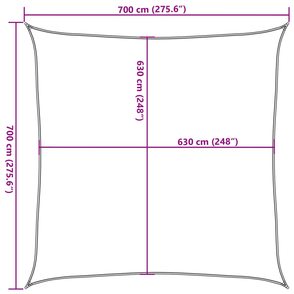 Πανί Σκίασης Κόκκινο 7 x 7 μ. από HDPE 160 γρ./μ² 10