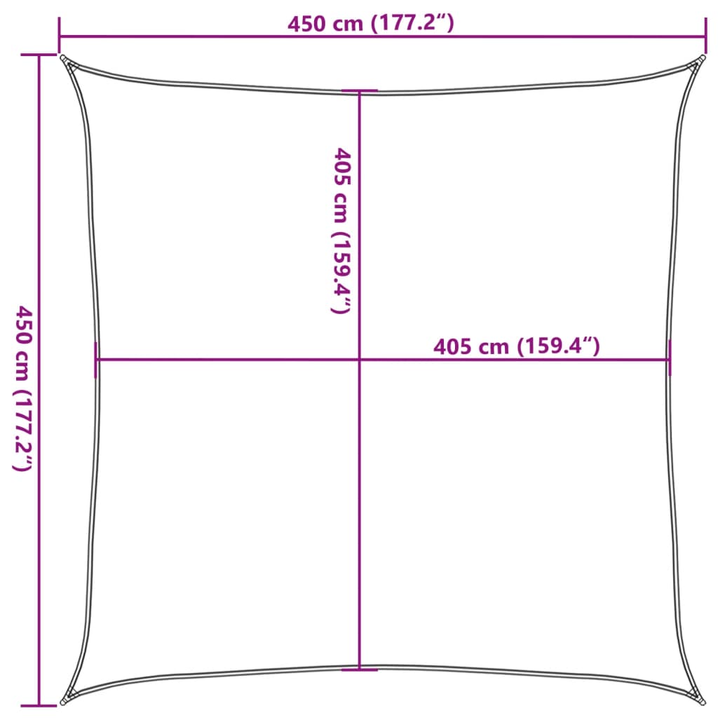 Πανί Σκίασης Μαύρο 4,5 x 4,5 μ. από HDPE 160 γρ./μ² 10