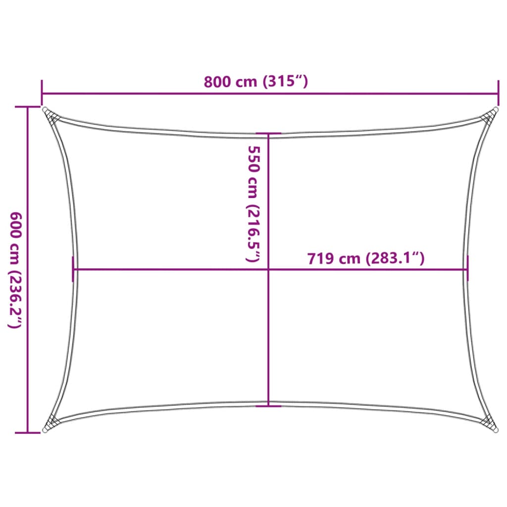 Πανί Σκίασης Καφέ 6 x 8 μ. από HDPE 160 γρ/μ² 10