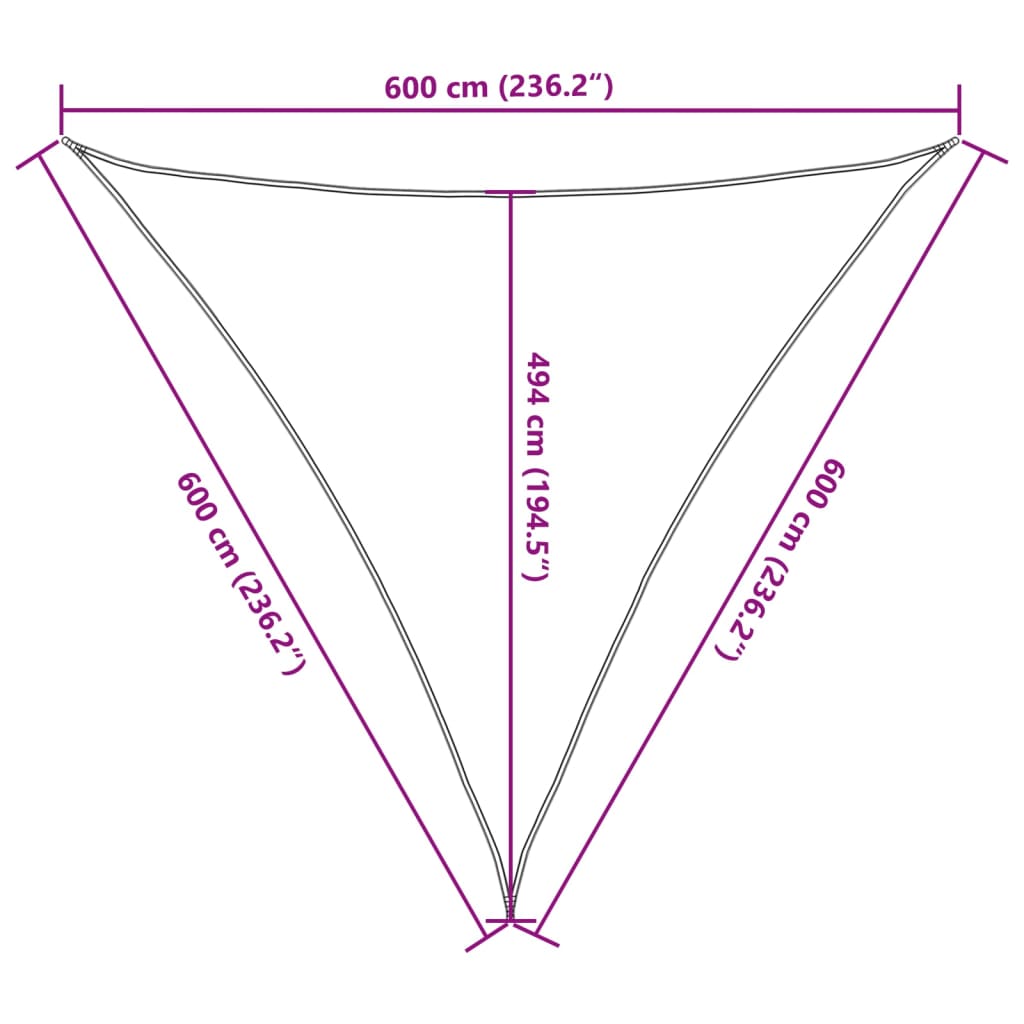 Πανί Σκίασης Καφέ 6 x 6 x 6 μ. από HDPE 160 γρ./μ² 10