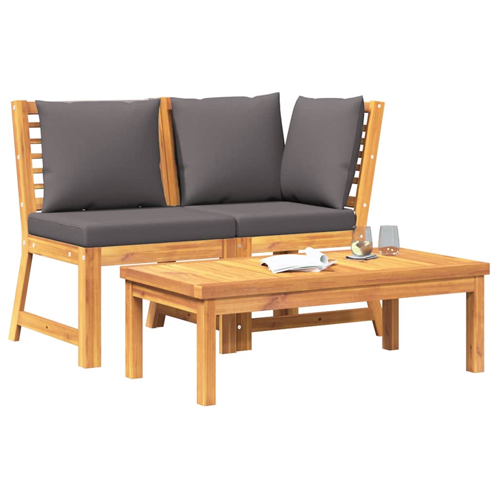 Σαλόνι Κήπου 3 Τεμαχίων από Μασίφ Ακακία με Σκ. Γκρι Μαξιλάρια 4