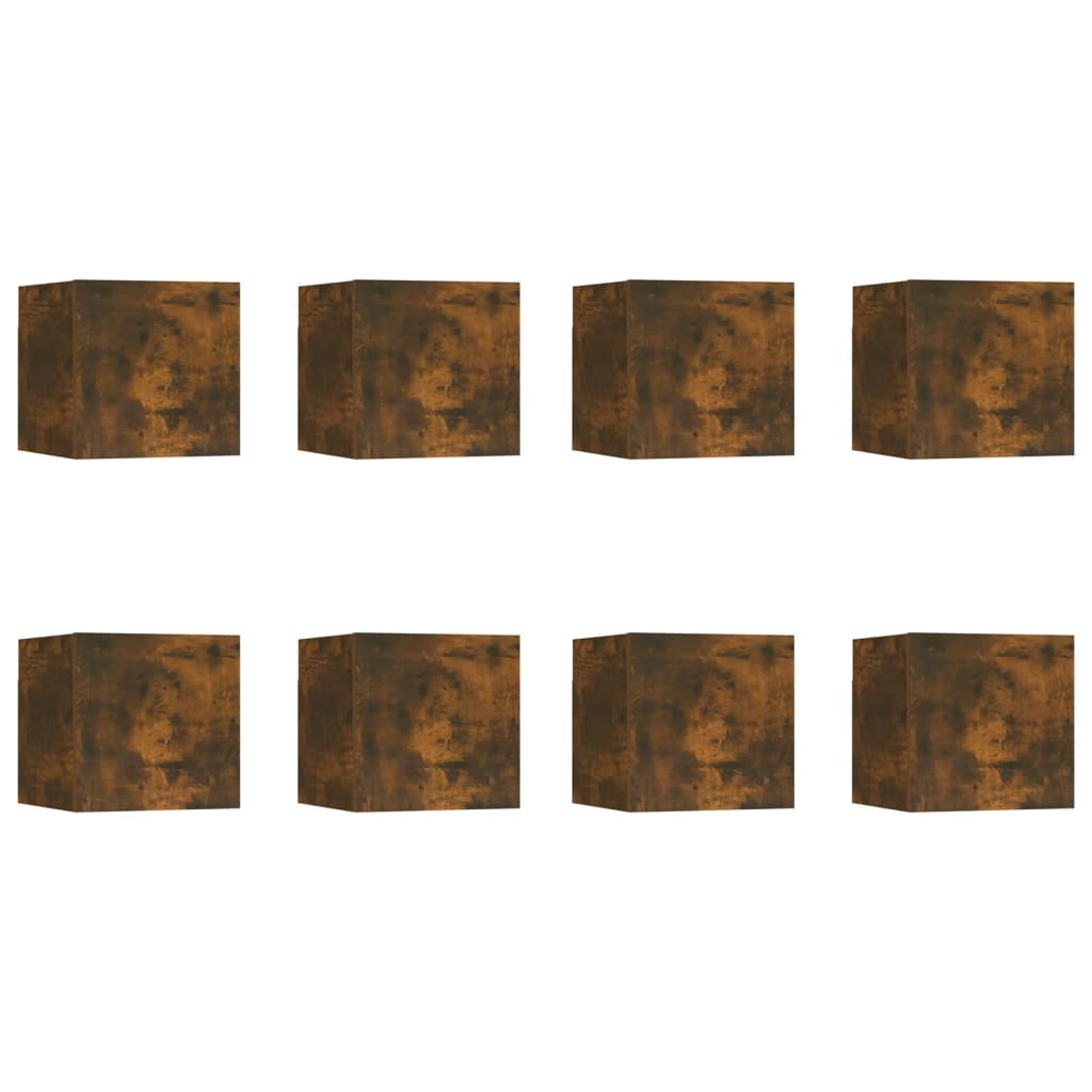 Έπιπλα Τηλεόρασης Επιτοίχια 8 τεμ.Καπνιστή δρυς 30,5x30x30 εκ. 2