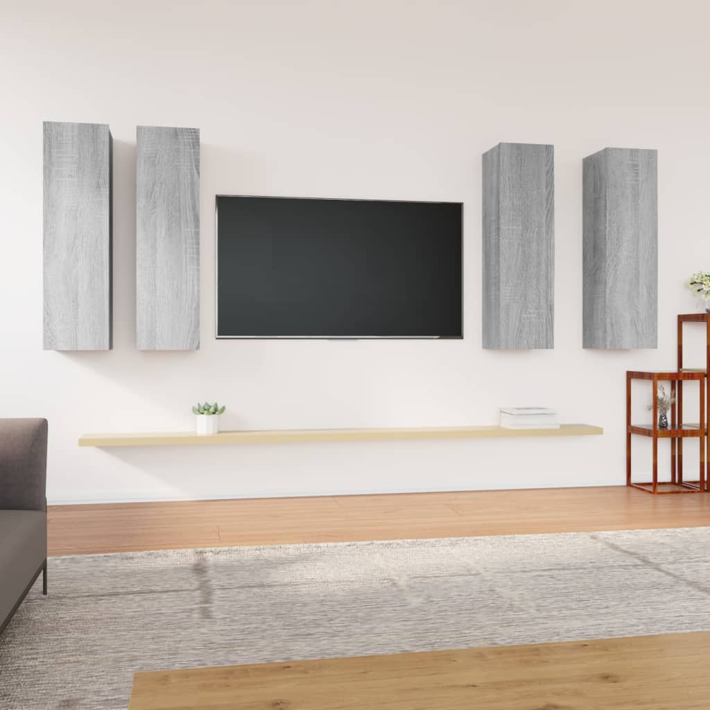 Έπιπλα Τηλεόρασης 4 τεμ. Γκρι Sonoma 30,5x30x110 εκ. Επεξ. Ξύλο 1