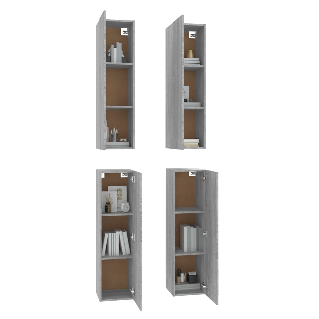Έπιπλα Τηλεόρασης 4 τεμ. Γκρι Sonoma 30,5x30x110 εκ. Επεξ. Ξύλο 4