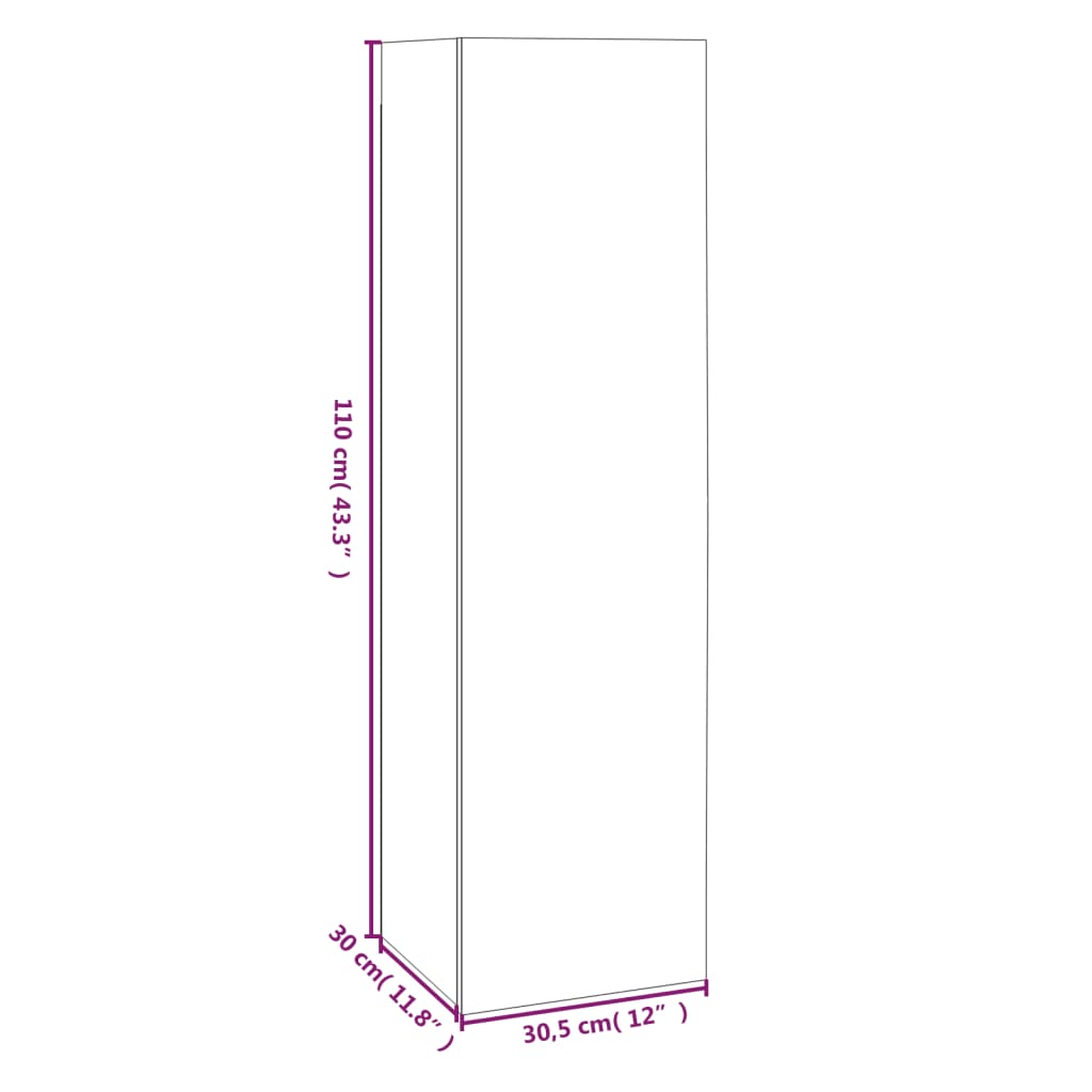 Έπιπλα Τηλεόρασης 4 τεμ. Γκρι Sonoma 30,5x30x110 εκ. Επεξ. Ξύλο 7