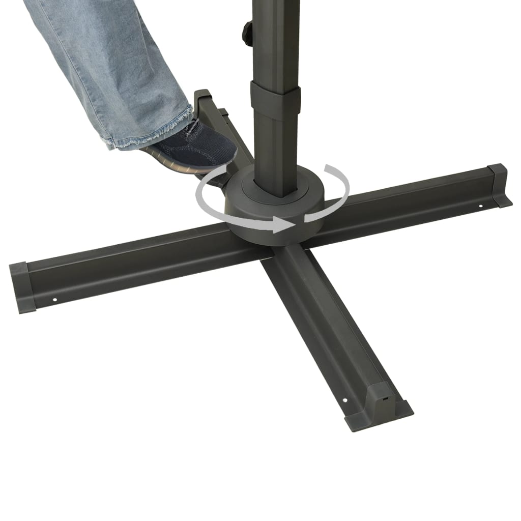 Ομπρέλα Κρεμαστή Κήπου με Ιστό και LED Taupe 300 εκ. 10