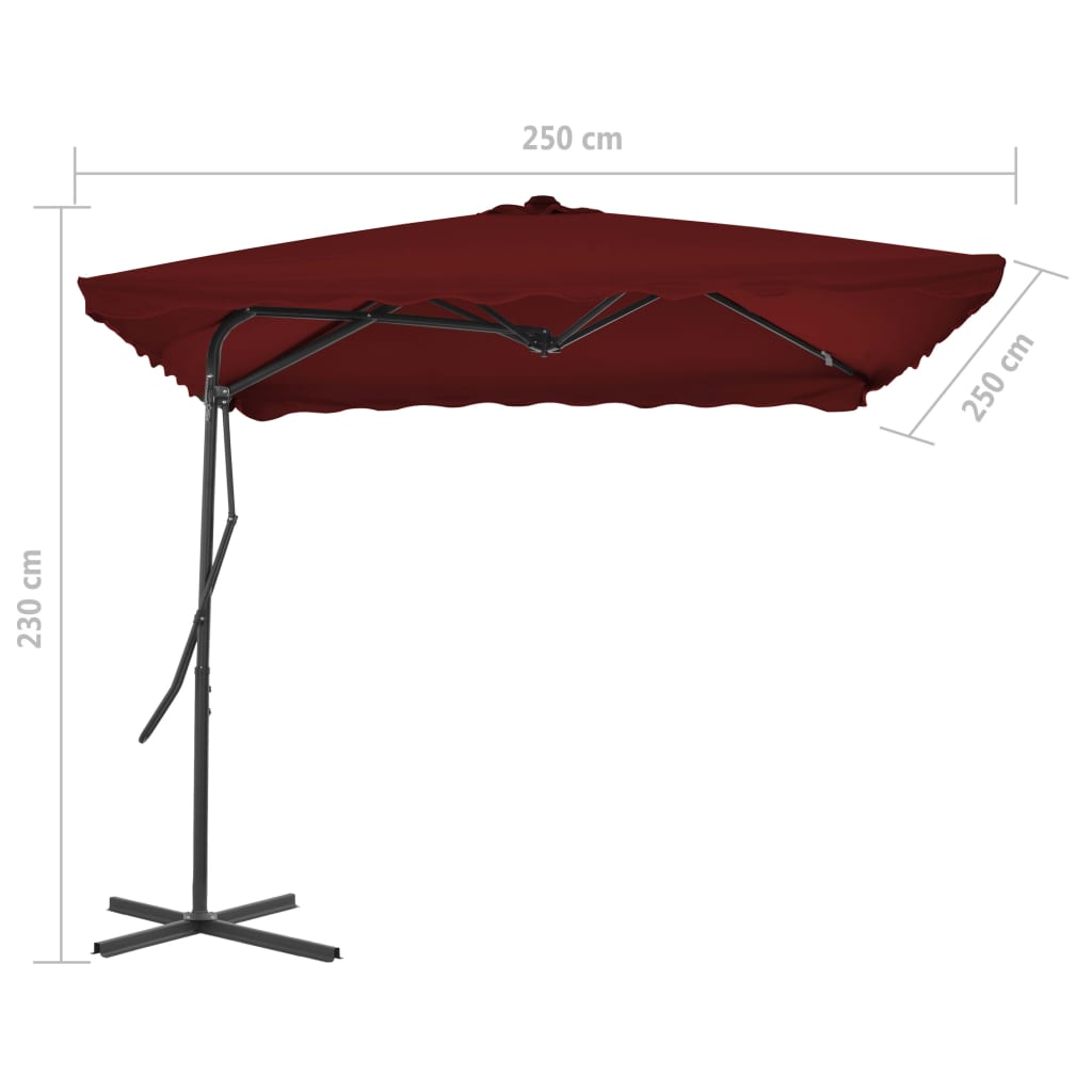 Ομπρέλα Κήπου Μπορντό 250x250x230 εκ. με Ατσάλινο Ιστό 6