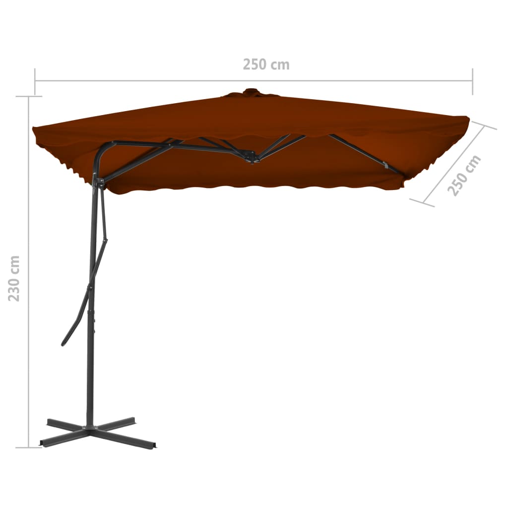 Ομπρέλα Κήπου Τερακότα 250x250x230 εκ. με Ατσάλινο Ιστό 6