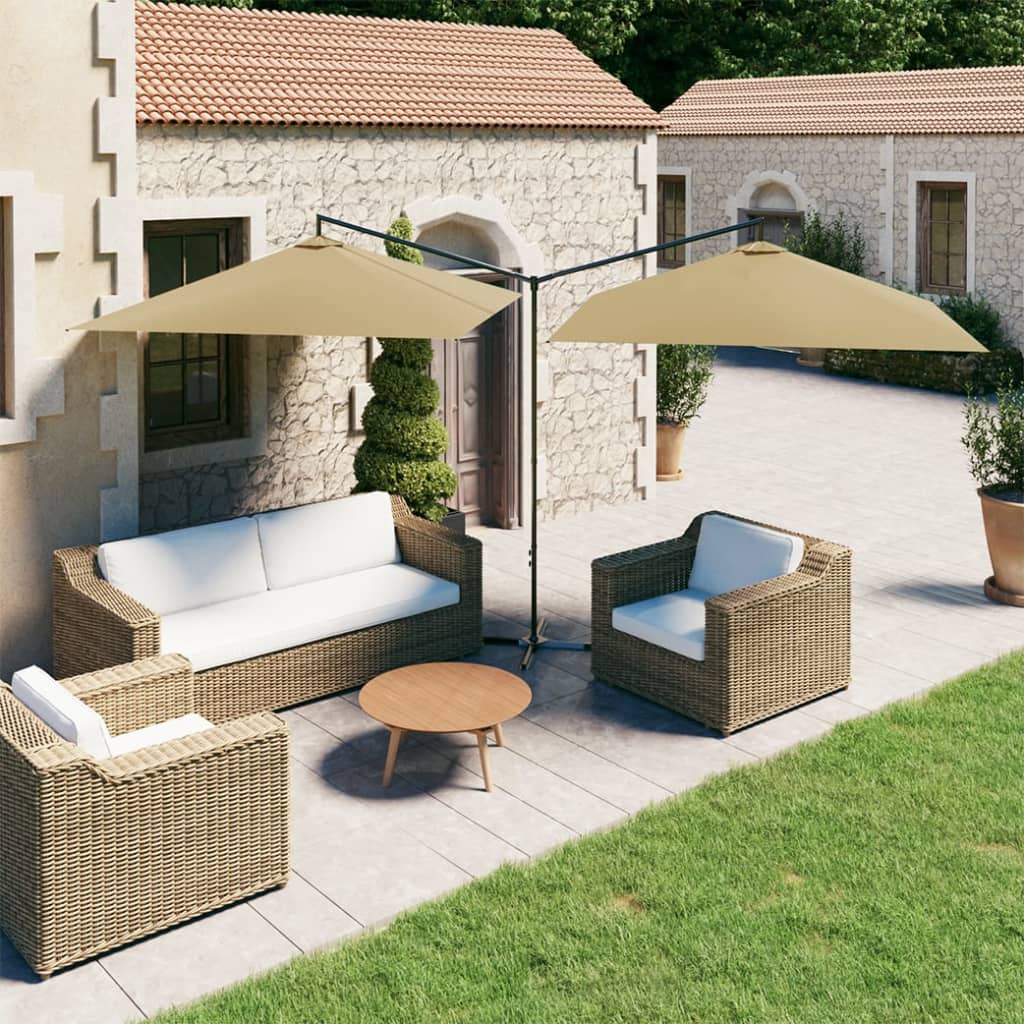 Ομπρέλα Κήπου Διπλή Taupe 600 x 300 εκ. με Ατσάλινο Ιστό 1
