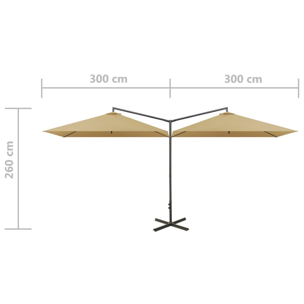 Ομπρέλα Κήπου Διπλή Taupe 600 x 300 εκ. με Ατσάλινο Ιστό 8