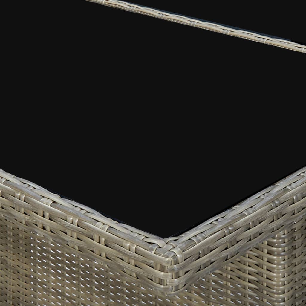 Τραπέζι Κήπου Καφέ Συνθετικό Ρατάν / Ψημένο Γυαλί 5