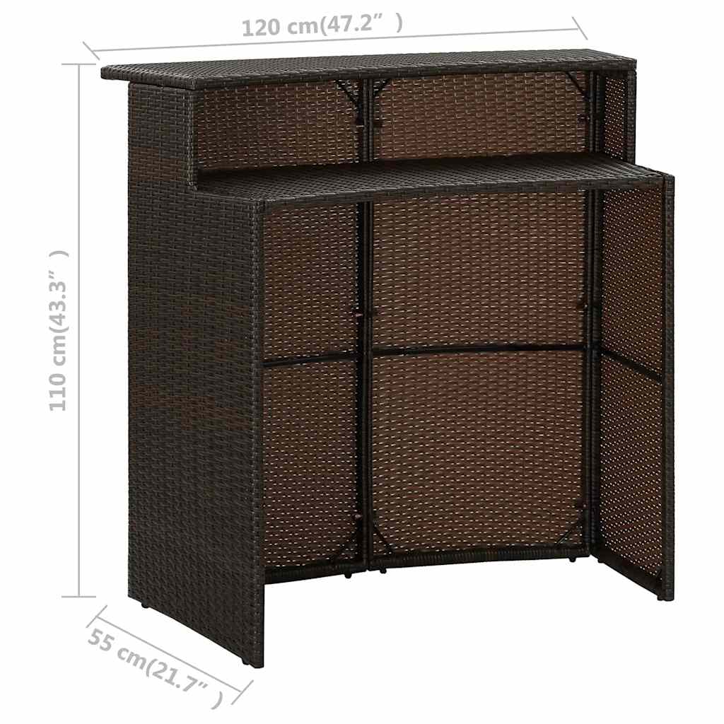 Τραπέζι Μπαρ Κήπου Καφέ 120 x 55 x 110 εκ. από Συνθετικό Ρατάν 8