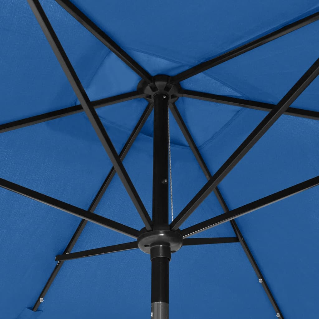 Ομπρέλα Κήπου Αζούρ Μπλε 2 x 3 μ. με LED και Ατσάλινο Ιστό 9