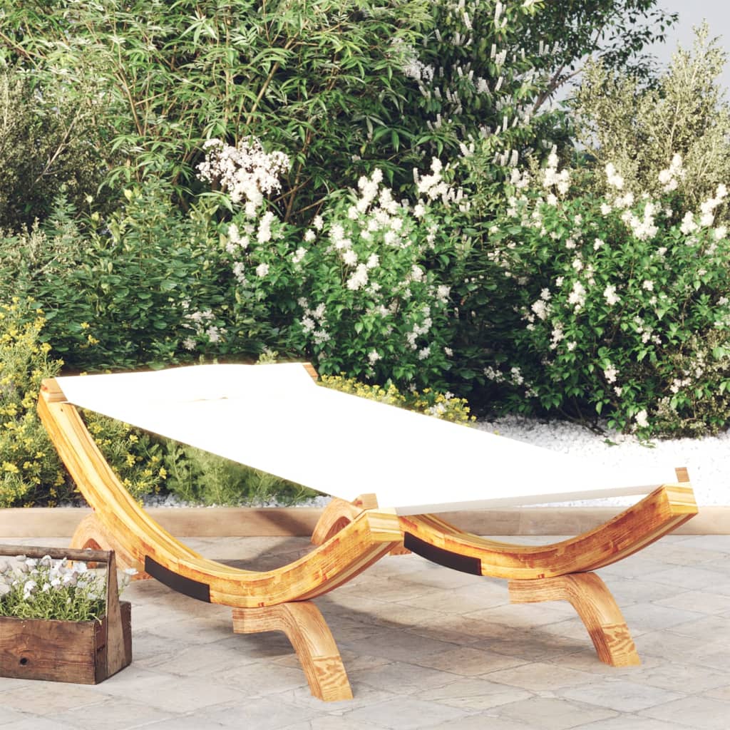 Ξαπλώστρα Εξ. Χώρου Κρεμ 100x188,5x44 εκ. Μασίφ Λυγισμένο Ξύλο 1
