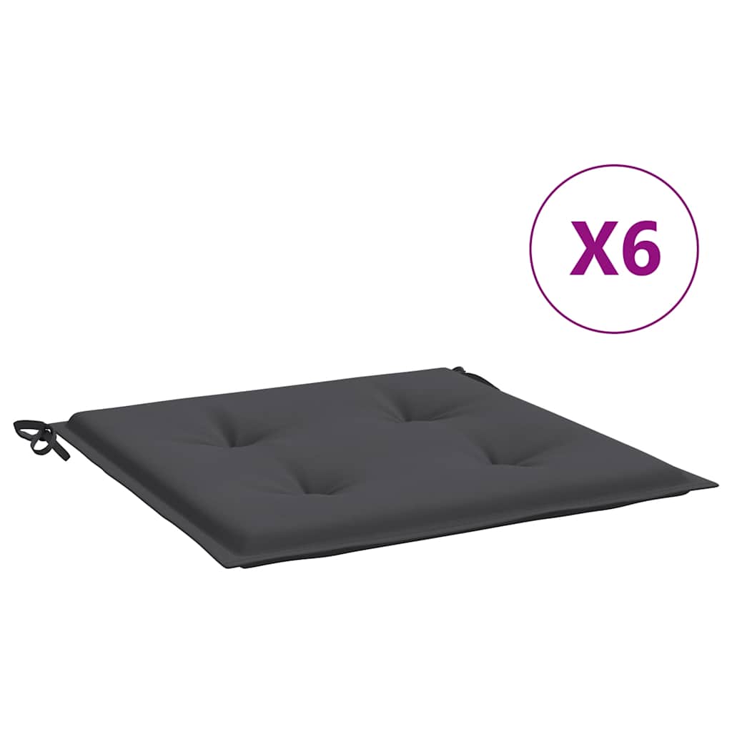 Μαξιλάρια Καρέκλας Κήπου 6 τεμ. Ανθρακί 40x40x3 εκ. Υφασμάτινα 2