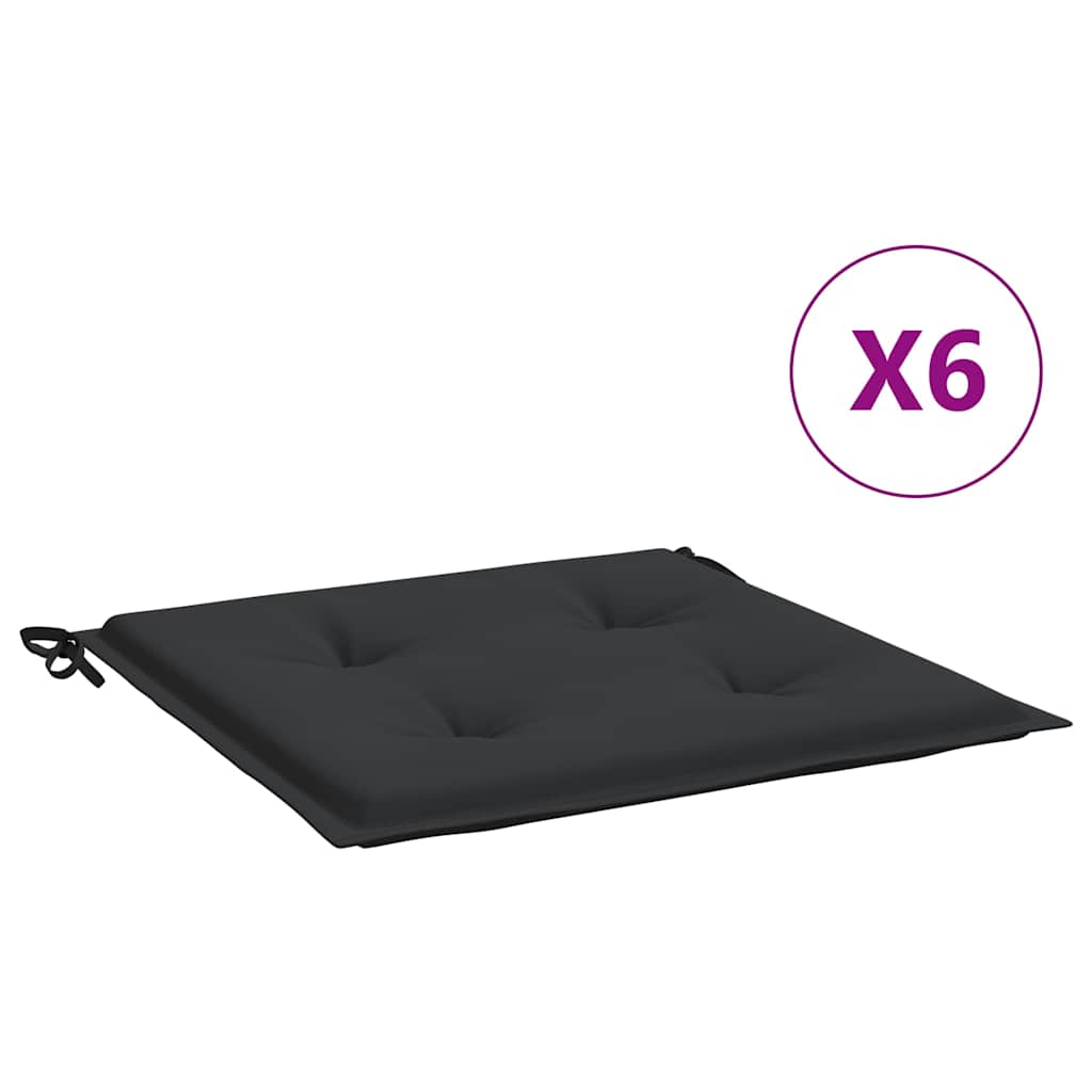 Μαξιλάρια Καρέκλας Κήπου 6 τεμ. Μαύρα 40x40x3 εκ. Υφασμάτινα 2