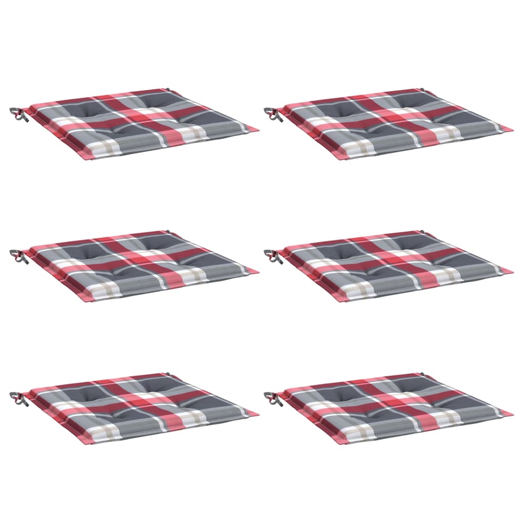 Μαξιλάρια Καρέκλας 6τεμ Κόκκινο Καρό 40x40x3εκ. Ύφασμα Oxford 3