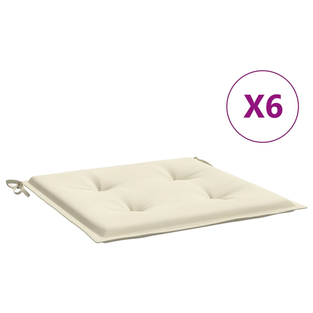 Μαξιλάρια Καρέκλας Κήπου 6 τεμ. Κρεμ 50x50x3 εκ. Ύφασμα Oxford 2