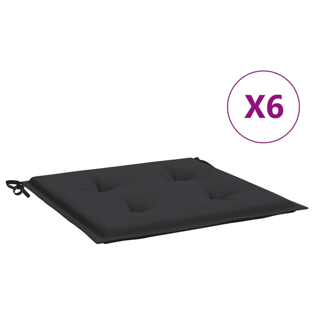 Μαξιλάρια Καρέκλας Κήπου 6 τεμ. Μαύρα 50x50x3 εκ. Oxford Ύφασμα 2