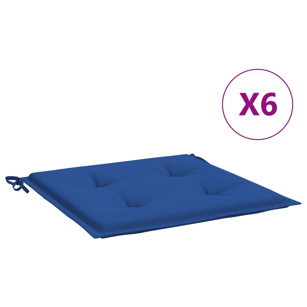 Μαξιλάρια Καρέκλας Κήπου 6 τεμ. Μπλε Ρουά 50x50x3εκ. Υφασμάτινα 2