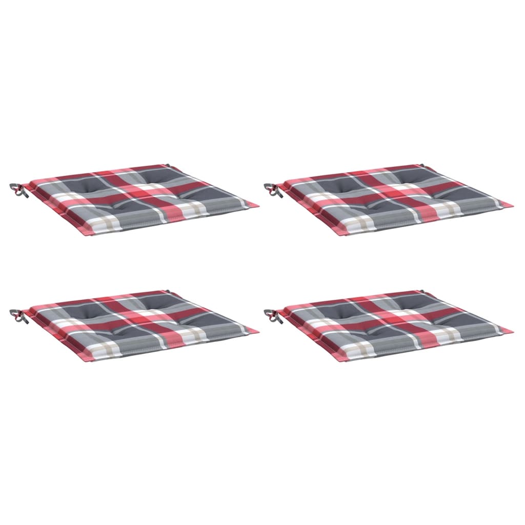 Μαξιλάρια Καρέκλας 4 τεμ Κόκκινο Καρό 50x50x3 εκ. Ύφασμα Oxford 3
