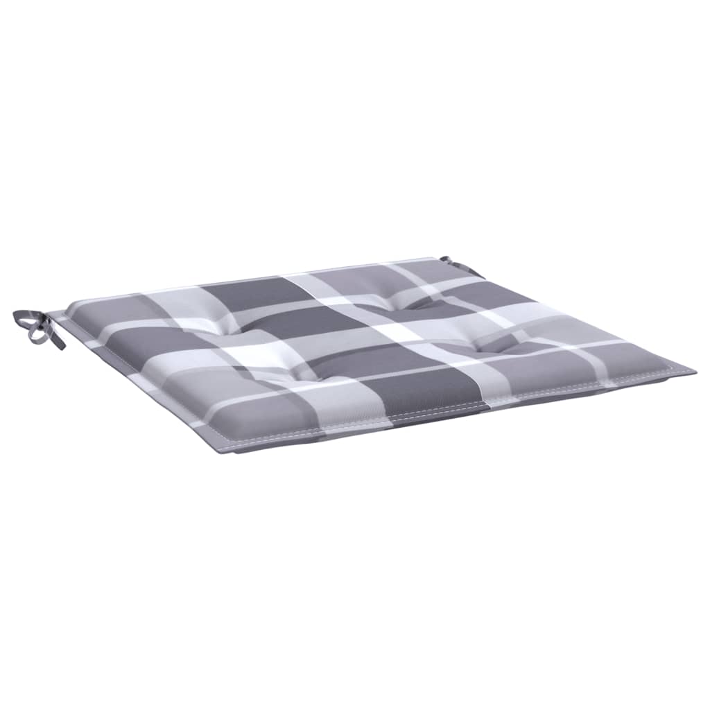 Μαξιλάρια Καρέκλας 6τεμ Γκρι Καρό 50x50x3εκ. Ύφασμα Oxford 6