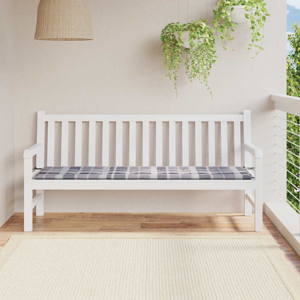 Μαξιλάρι για Παγκάκι Κήπου Γκρι Καρό 180x50x3 εκ. Υφασμάτινο 1