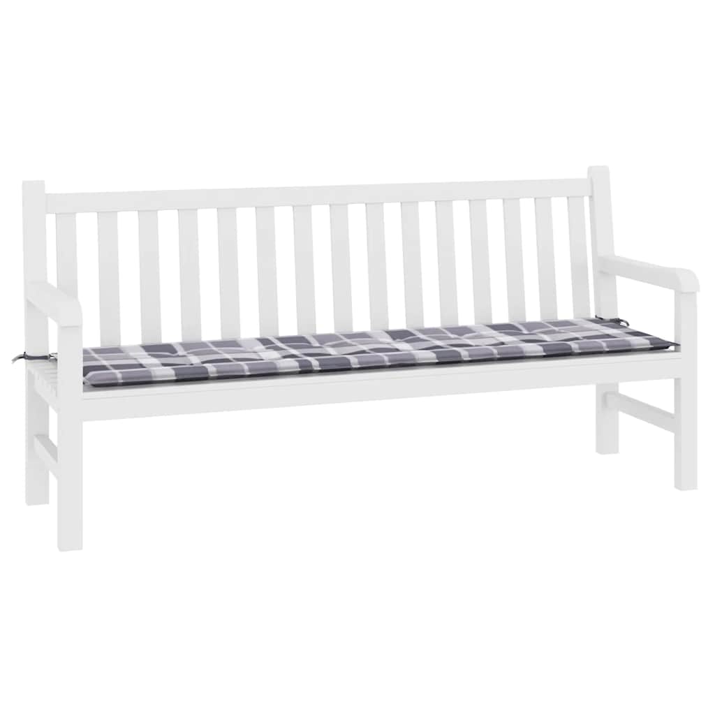 Μαξιλάρι για Παγκάκι Κήπου Γκρι Καρό 180x50x3 εκ. Υφασμάτινο 3